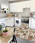 Beige Washable Floral 3x5 Area Rug