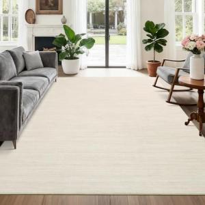5x7 Washable Non-Slip Ivory Area Rug