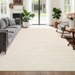 5x7 Washable Non-Slip Ivory Area Rug