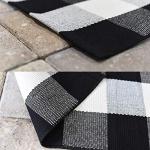 Black and White Checkered Cotton Woven Rug