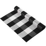 Black and White Checkered Cotton Woven Rug