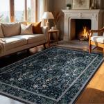 Joydeco 5x7 Machine Washable Boho Floral Rug