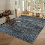 Washable Vintage Area Rug - Dark Grey & Blue, 5' x 7