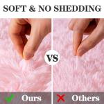 Round Fluffy Pink Rug for Bedroom, 4Ft Fuzzy Shag Circle Area Rug for Girls Kids Room Nursery, Soft Non Slip Plush Carpet for Dorm Living Room Home Decor