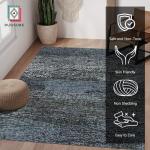 Washable Vintage Area Rug - Dark Grey & Blue, 5' x 7