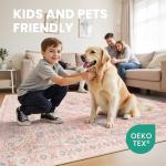 zesthome Pink Rug - 5x7 Area Rugs for Bedroom, Stain Resistant Washable Rugs for Nursery Room, Living Room, Home Decor, Girls Rug (Pink/Blue,5'x7')