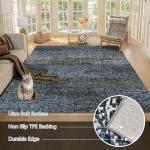 Washable Vintage Area Rug - Dark Grey & Blue, 5' x 7