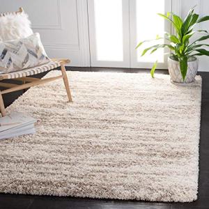 Modern Ivory & Beige Shag Accent Rug 4' x 6