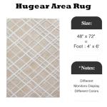 HUGEAR 4x6 Beige Shag Area Rug - Soft & Non-Slip