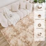 Soft Plush Tie-Dyed Beige Shag Area Rug 4x6