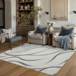 HUGEAR Washable Shag Area Rug 4x6 Grey Ivory