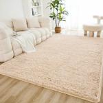 Beige 4x6 Soft Shag Area Rug for Home