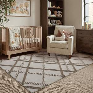 HUGEAR 4x6 Brown Shag Area Rug - Soft & Non-Slip