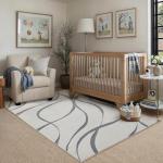 HUGEAR Washable Shag Area Rug 4x6 Grey Ivory