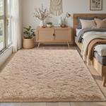 Fluffy Beige 4x6 Modern Area Rug