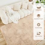 Beige 4x6 Soft Shag Area Rug for Home