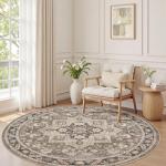 Brown Vintage 6ft Round Soft Area Rug