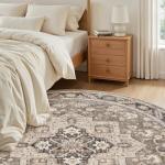 Brown Vintage 6ft Round Soft Area Rug