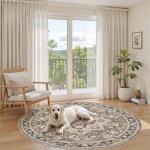 Brown Vintage 6ft Round Soft Area Rug