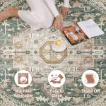 Round Washable Boho Green 6x6 Circle Rug