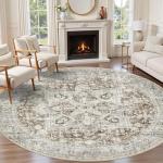 Tortania 6' Round Washable Boho Area Rug