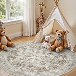 Tortania 6' Round Washable Boho Area Rug