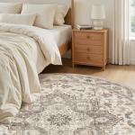 6ft Round Vintage Soft Washable Area Rug