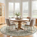 Round Washable Boho Green 6x6 Circle Rug