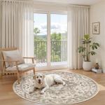 6ft Round Vintage Soft Washable Area Rug