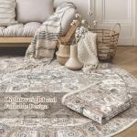 Vintage Round Area Rug - Washable, Soft, Non-Slip