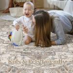 Vintage Round Area Rug - Washable, Soft, Non-Slip