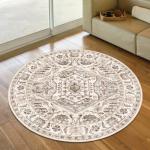 Round 6ft Vintage Washable Area Rug, Multi Circle