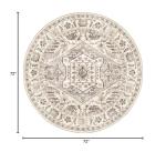 Round 6ft Vintage Washable Area Rug, Multi Circle