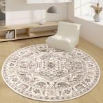 Round 6ft Vintage Washable Area Rug, Multi Circle