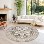 YOUFORTONG Washable 6ft Round Vintage Area Rug