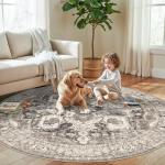 YOUFORTONG Washable 6ft Round Vintage Area Rug