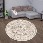 Round 6ft Vintage Washable Area Rug, Multi Circle
