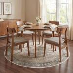 6ft Round Washable Vintage Farmhouse Area Rug