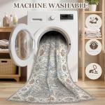 6x6 Round Washable Vintage Area Rug - Blue Multi