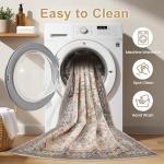 6ft Round Washable Vintage Farmhouse Area Rug