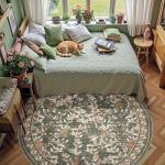 Jinchan Eden Floral Round Washable Area Rug 6ft