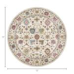 Washable Round Area Rug 6ft - Cream Floral