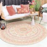 Pink Round Washable Area Rug, 6ft Boho Style