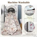 Washable Round Area Rug 6ft - Cream Floral