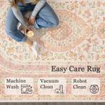 Pink Round Washable Area Rug, 6ft Boho Style