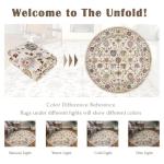 Washable Round Area Rug 6ft - Cream Floral