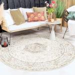 Beige Boho Round Washable Area Rug 6ft
