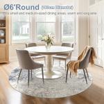 DMOYEST 6ft Round Washable Area Rug - Beige Blue