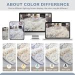 DMOYEST 6ft Round Washable Area Rug - Beige Blue