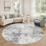 6ft Round Soft Washable Area Rug - Grey Blue